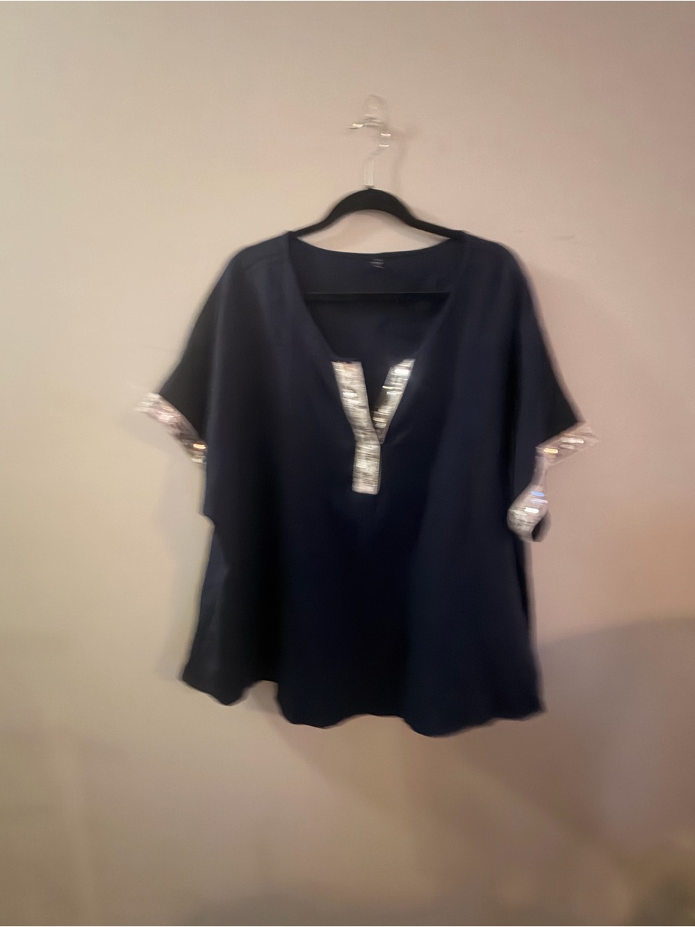 SHEIN Navy Tunic with Silver Sequin Trim